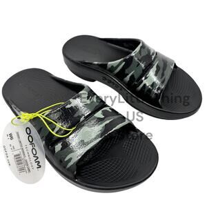 NEW Oofos Ooahh Slide Sandals Womens 6 Limited Edition Green Camo Recovery